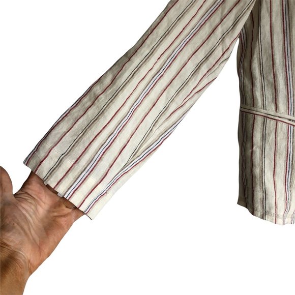 CHICOS 100% Linen Sriped Blazer S - Picture 3 of 6